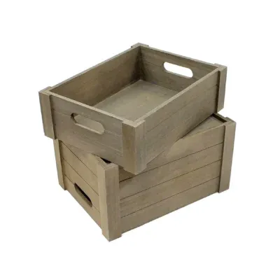 ST082 ST083 - Wooden Display Crates - Grey