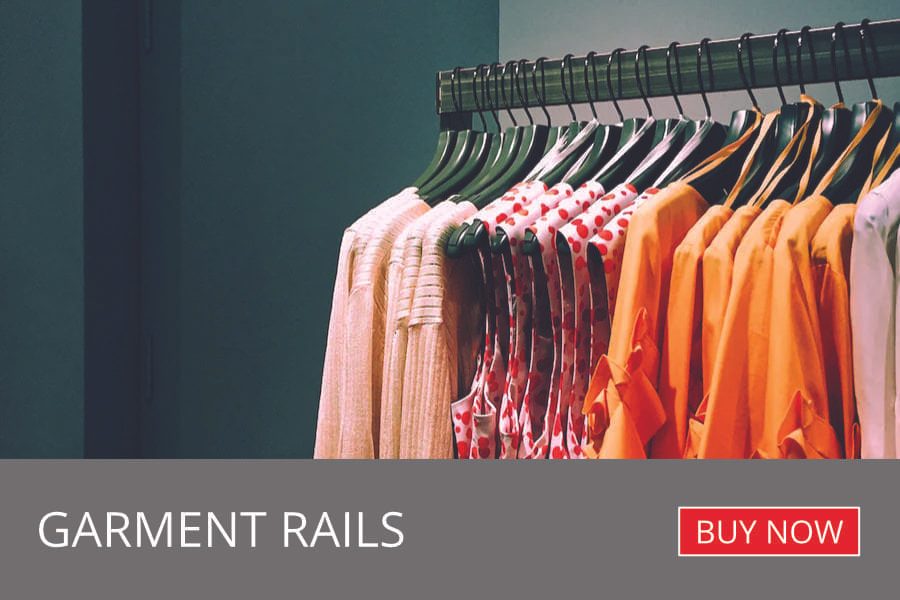 Heavy duty garment rails and clothes rails. Retail standard range 
