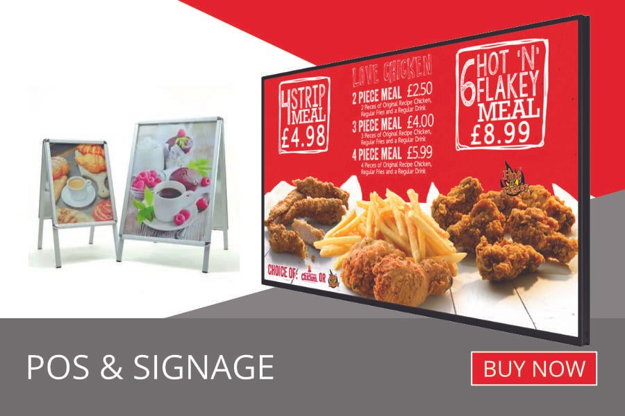 For all your Retail Point of Sale signage requirements. Digital signage, cable displays, a Frames and Acrylic counter top and wall displays