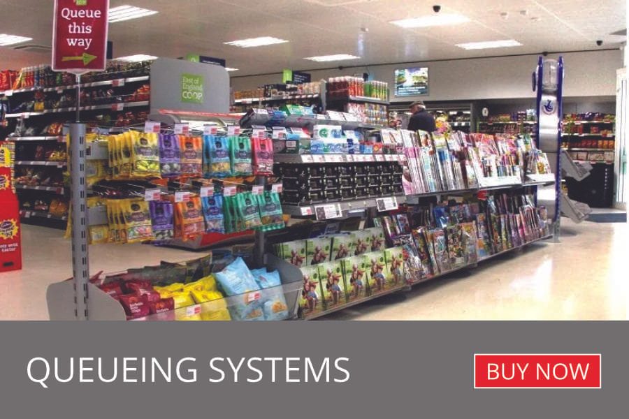 A wide range of queueing systems from meal shelving systems to retractable barrier posts. All available from Directshopfittings