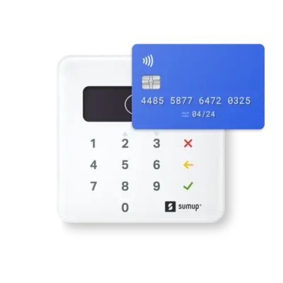 SumUp Air Credit Card Reader - Front with Card