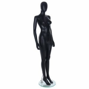 R305B Female Egg Head Mannequin - Black Finish - Front Right View
