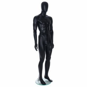 R323B Male Egg Head Mannequin - Black Finish - Front Right View