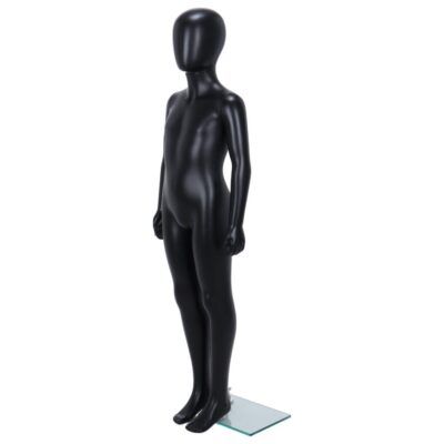 R336B Child Mannequin - 1300mm Tall - Egg Head - Black Finish - Front Left View