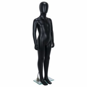 R336B Child Mannequin - 1300mm Tall - Egg Head - Black Finish - Front Right View