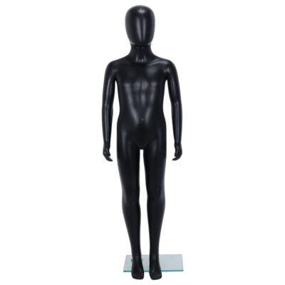 R336B Child Mannequin - 1300mm Tall - Egg Head - Black Finish - Front View