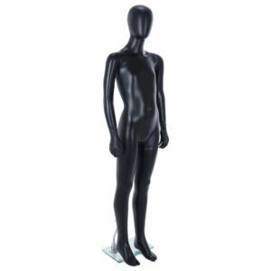R339B Child Mannequin - 1600mm Tall - Egg Head - Black Finish - Front Right View