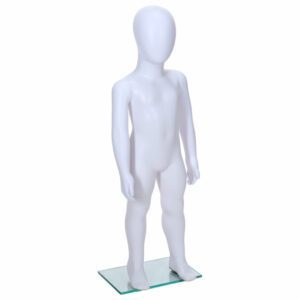 R342 Child Mannequin - 800mm Tall - Egg Head - White Finish - Front Right View