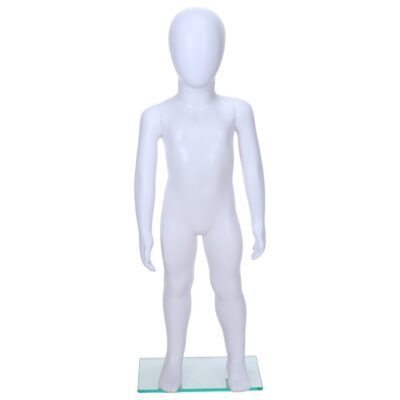 R342 Child Mannequin - 800mm Tall - Egg Head - White Finish - Front View