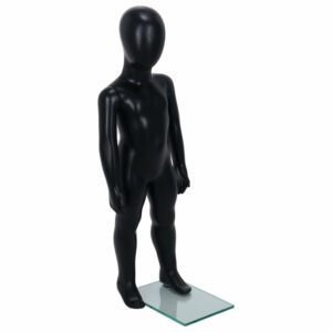 R342B Child Mannequin - 800mm Tall - Egg Head - Black Finish - Front Right View