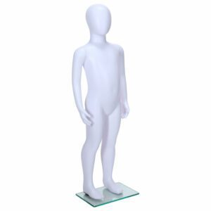 R343 Child Mannequin - 1000mm Tall - Egg Head - White Finish - Front Right View