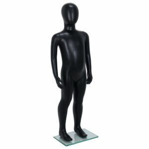 R343B Child Mannequin - 1000mm Tall - Egg Head - Black Finish - Front Right View