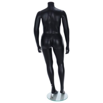 R344B Female Headless Mannequin - Life Size - Black Finish - Back View