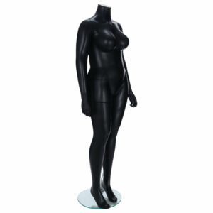 R344B Female Headless Mannequin - Life Size - Black Finish - Front Right View