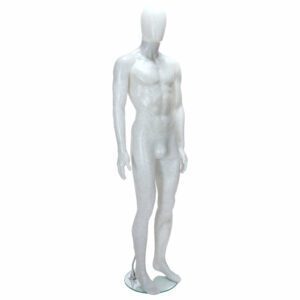 R346 Male Egg Head Mannequin - Salt Pepper Finish - Front Right View