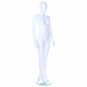 R347 Female Egg Head Mannequin with Ears - White Finish - Front Right View