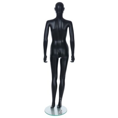 R347B Female Egg Head Mannequin with Ears - Black Finish - Back View