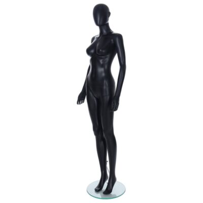 R347B Female Egg Head Mannequin with Ears - Black Finish - Front Left View