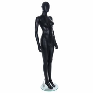 R347B Female Egg Head Mannequin with Ears - Black Finish - Front Right View