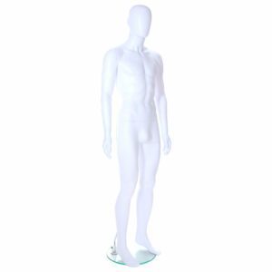 R348 Male Egg Head Mannequin with Ears - White Finish - Front Right View