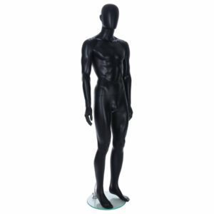 R348B Male Egg Head Mannequin with Ears - Black Finish - Front Right View