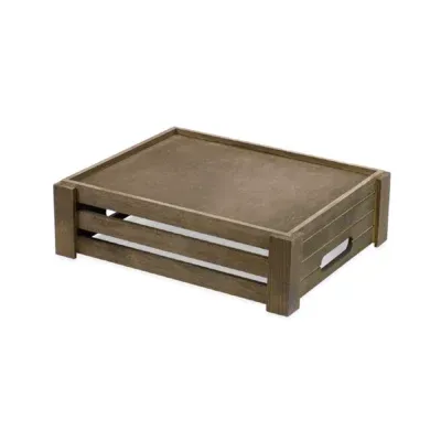 CT102 - 1/2 GN Olive Grey Shallow Wooden Crate - Riser