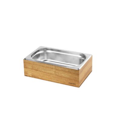 CT203 - 1/4 GN Acacia Wooden Crate with GN Container (not supplied)