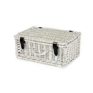 HA075 - 14 Inch Wicker Hamper Basket - White