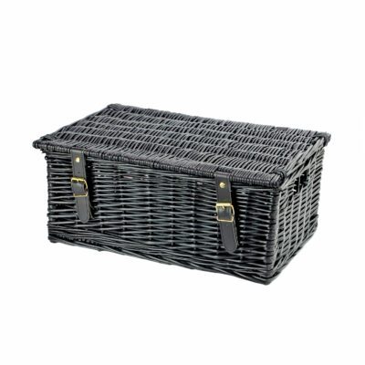 HA157 - 18 Inch Wicker Hamper Basket - Black