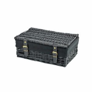 KT155B - 14 Inch Black Wicker Hamper Basket & Black Liner