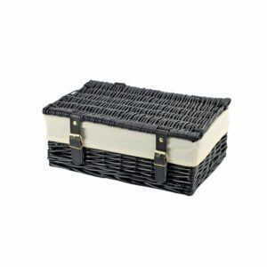 KT155N - 14 Inch Black Wicker Hamper Basket & Liner