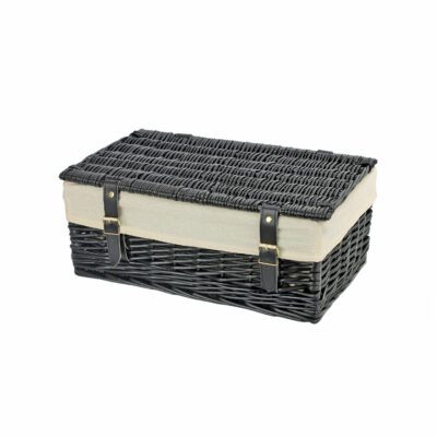 KT156N - 16 Inch Black Wicker Hamper Basket & Liner