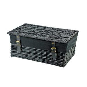 KT157B - 18 Inch Black Wicker Hamper Basket & Black Liner