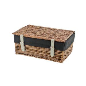 KT166B - 16 Inch Bronzed Wicker Hamper Basket & Black Liner