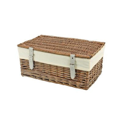 KT166N - 16 Inch Bronzed Wicker Hamper Basket & Liner