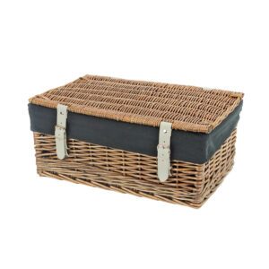 KT167B - 18 Inch Bronzed Wicker Hamper Basket & Black Liner