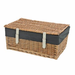 KT168B - Inch Bronzed Wicker Hamper Basket & Black Liner