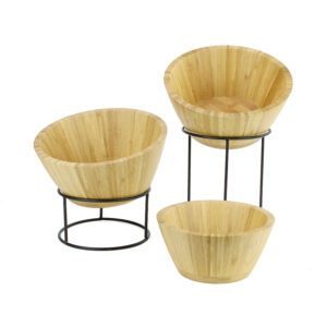 KT621 - Round Metal Display Riser Set - Bamboo Bowls