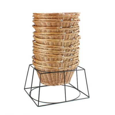 KT716 - 10 Shopping Baskets & Metal Stand - Buff