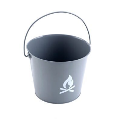 MT045 - Large Grey Metal Bucket with Kindling Logo