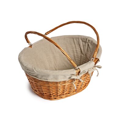 SB090 - Large Lined Shopping Basket - Buff