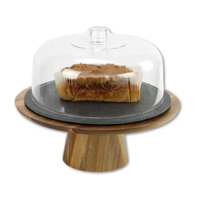 KT700 - Acacia Cake Stand and Lid - Set 2 1