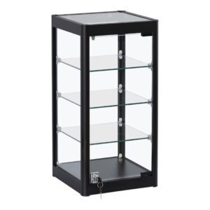 R2502B - Tall Counter Top Displays Case - Black - Front Corner