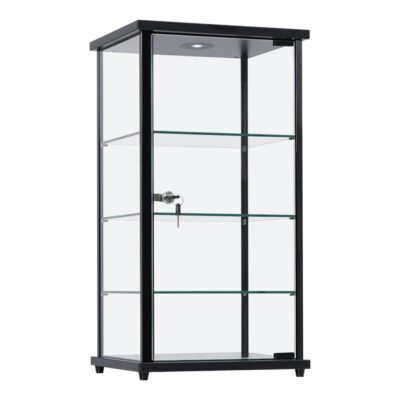 R2504B Tall Counter Top Showcase - Black - Front Right Upward Vi