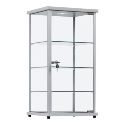 R2504S Tall Counter Top Showcase - Silver - Front Right Upward View