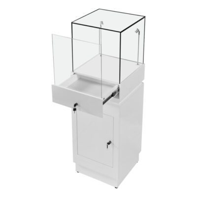 R2611W R2612W R2613W R2614W - Display Plinth Showcase - Rear Left View - Open Drawer