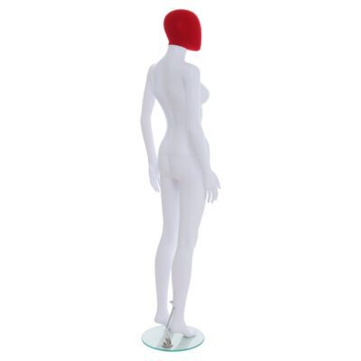 R355RP - Ladies Mannequin with Red Pile Head - Back Right View