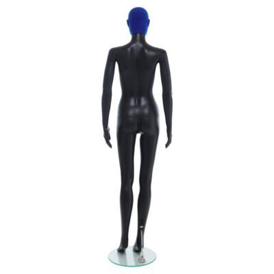 R356BP - Ladies Mannequin - Black with Blue Pile Head - Back View