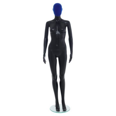 R356BP - Ladies Mannequin - Black with Blue Pile Head - Front View