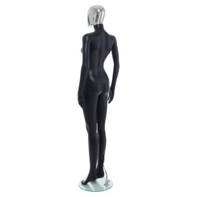 R356CH - Ladies Mannequin - Black with Chrome Head - Back Left View